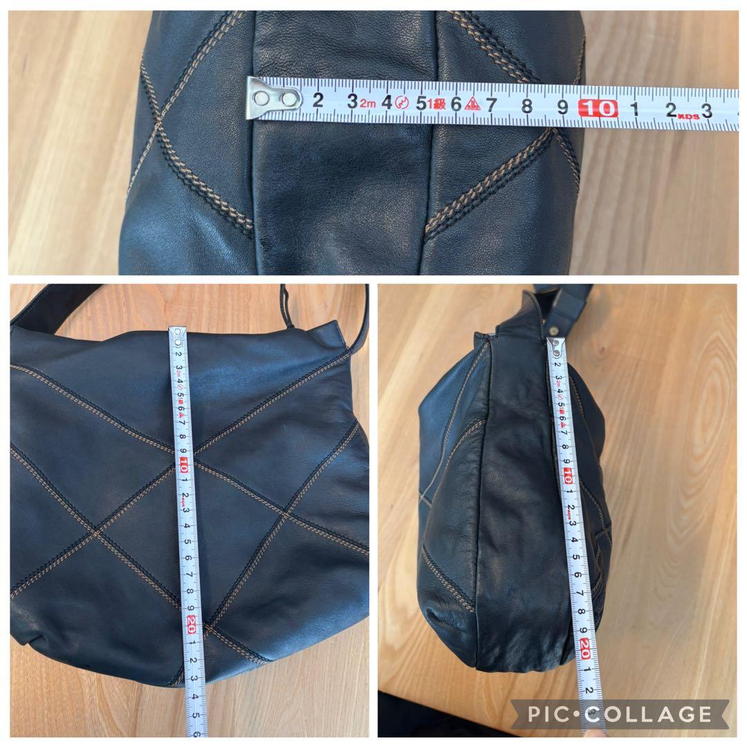 LOEWE クロスデザイン ステッチ ショルダーバッグ ハンドバッグ トート 黒