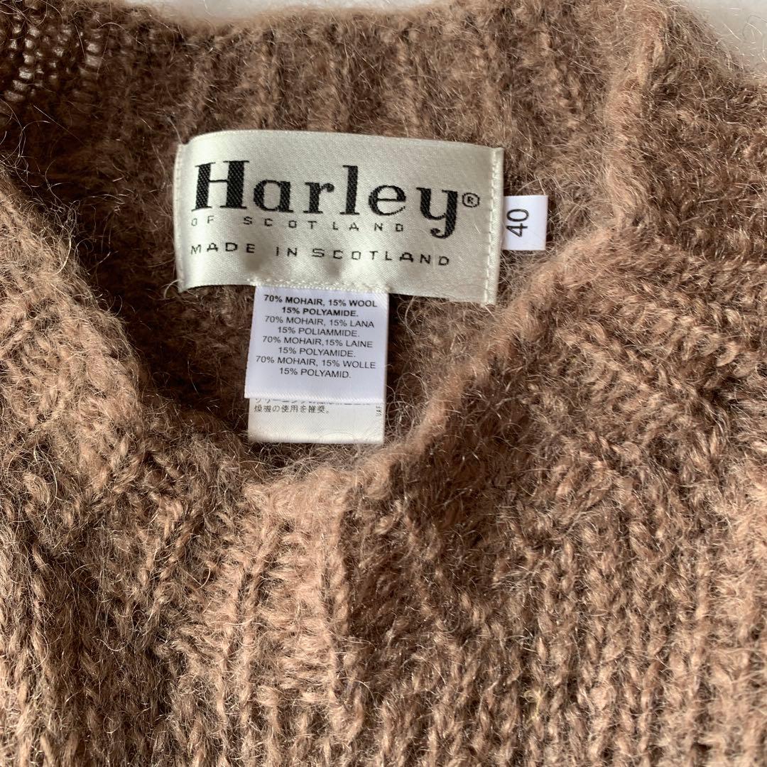 スコットランド製Harley モヘヤニットセーター 40 ベージュ