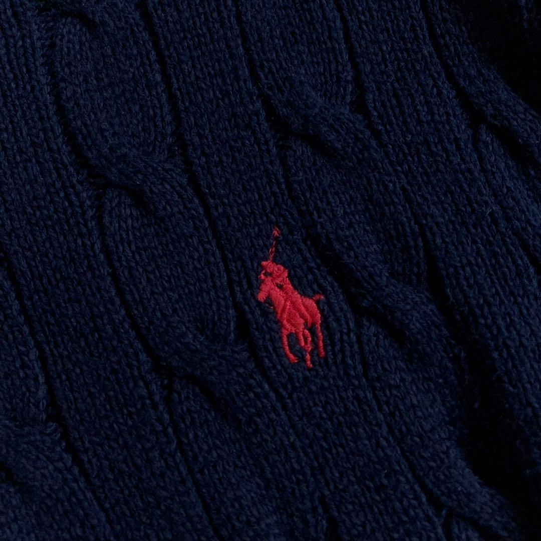 美品 ポロラルフローレン 現行タグ ケーブルニット ネイビー Lサイズ コットン