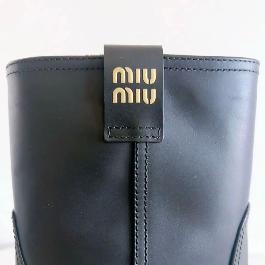 お値下げ【Miu Miu】新品未使用 レザーショートブーツ (IT 38)