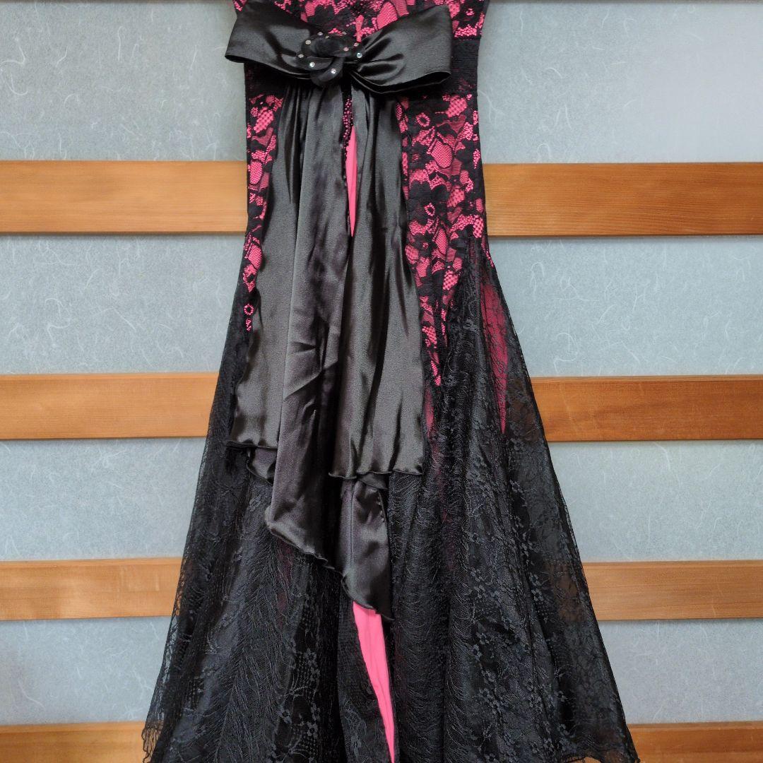 社交ダンス　ピンク黒レースドレス