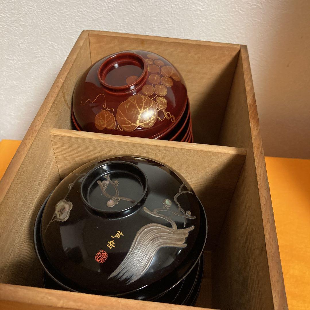 塗り椀　葡萄　螺鈿　10点　古美術　★