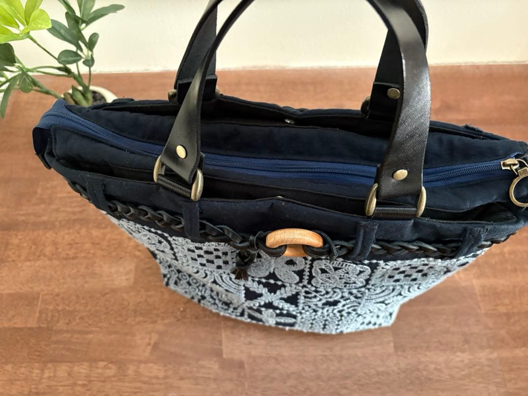 【ぽんぽこりん様】木工リング飾りバッグ＋ショルダー