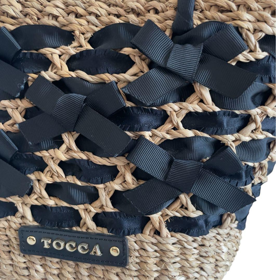 トッカ TOCCA リボン かごバッグ ハンドバッグ ブラウン 黒