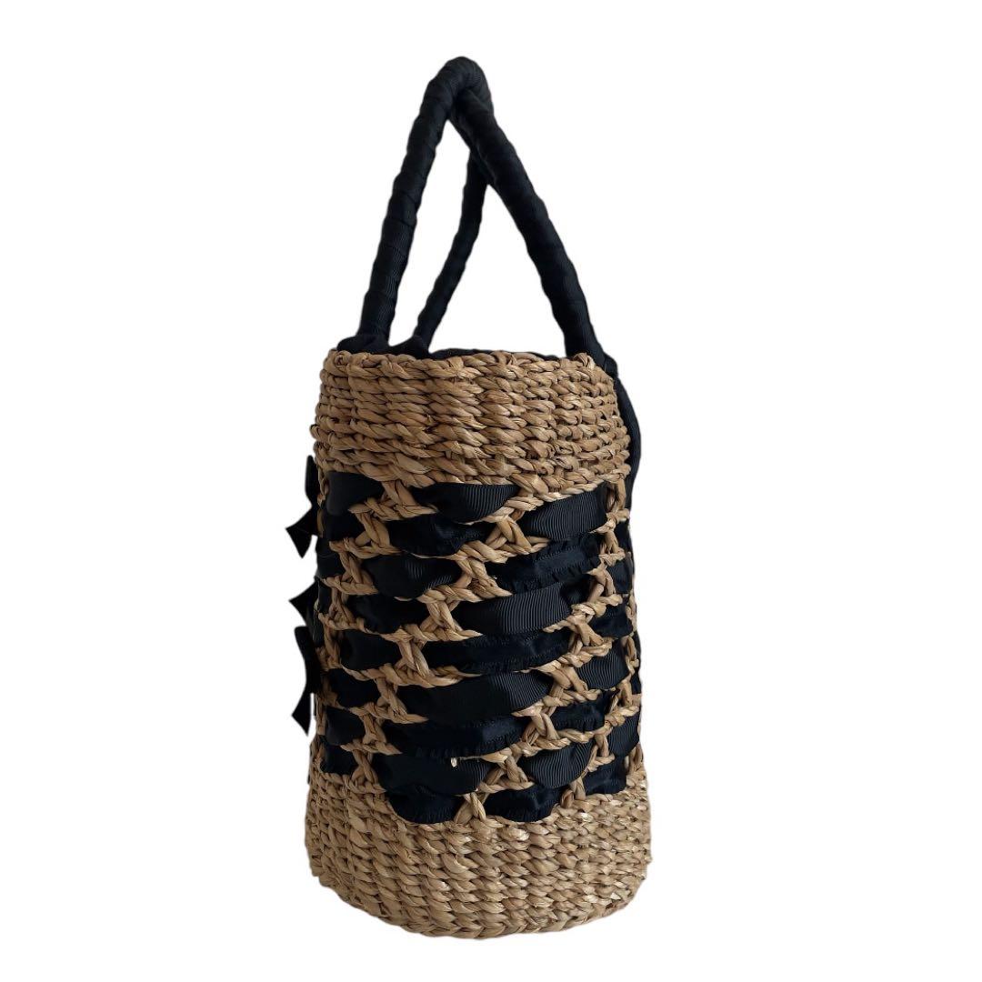 トッカ TOCCA リボン かごバッグ ハンドバッグ ブラウン 黒