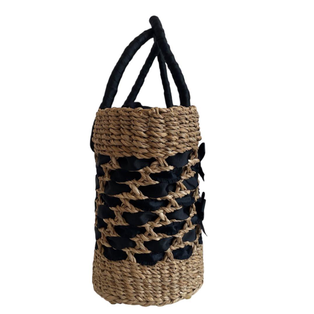 トッカ TOCCA リボン かごバッグ ハンドバッグ ブラウン 黒