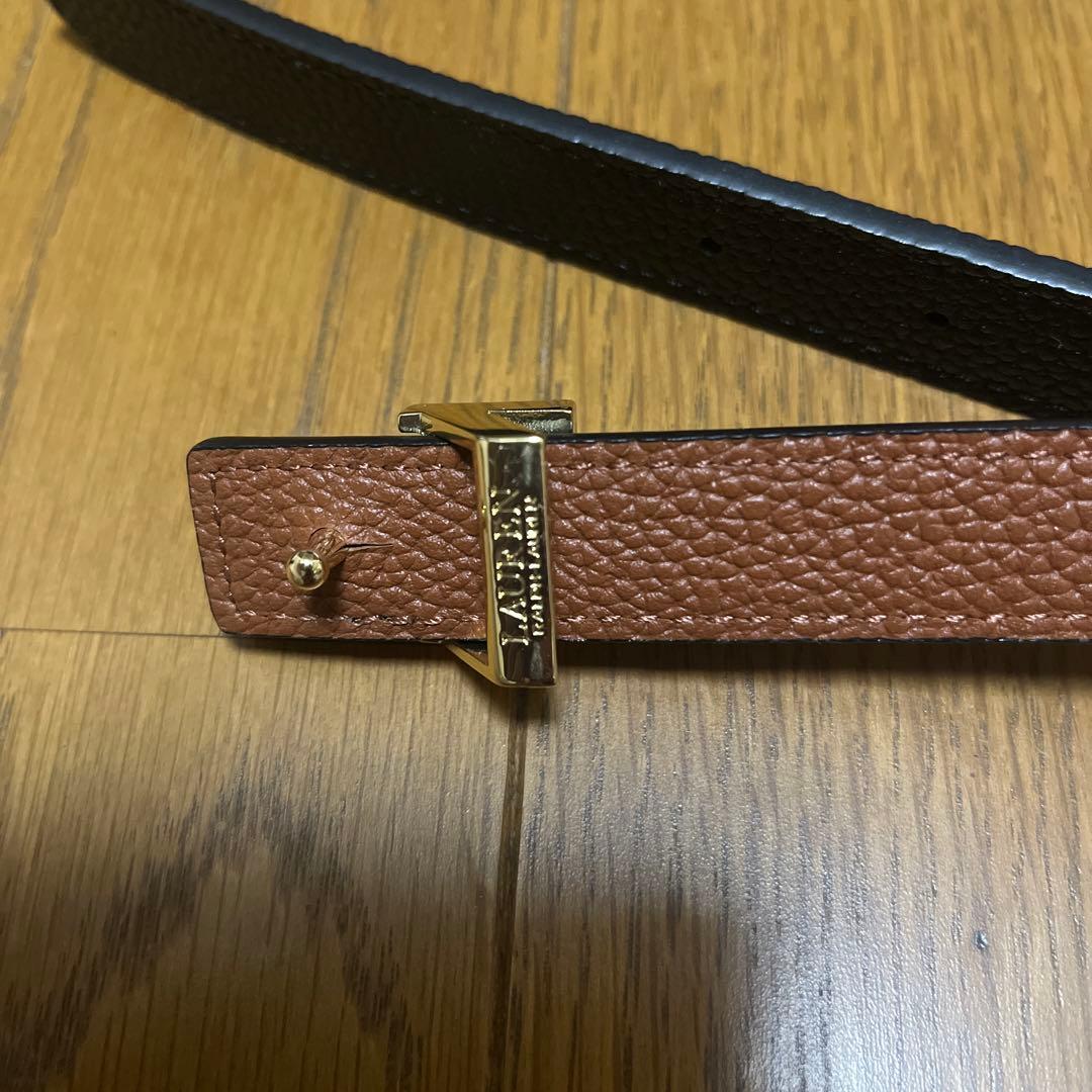 ラルフローレン　ロゴリバーシブルレザースキニーベルト　XS
