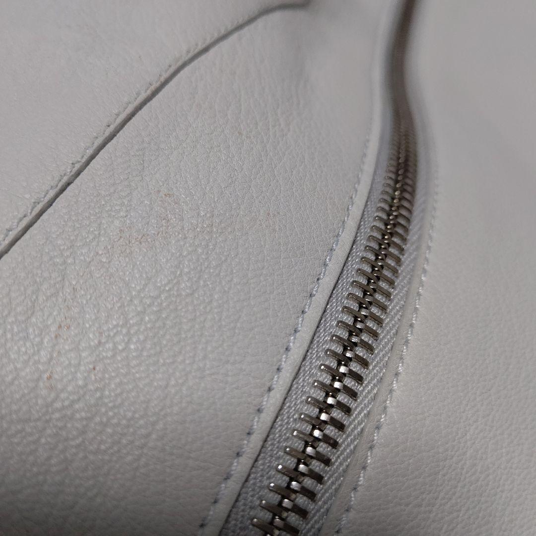 HERMES レザージャケット　ライダース　アイスブルー やぎ革 フランス製