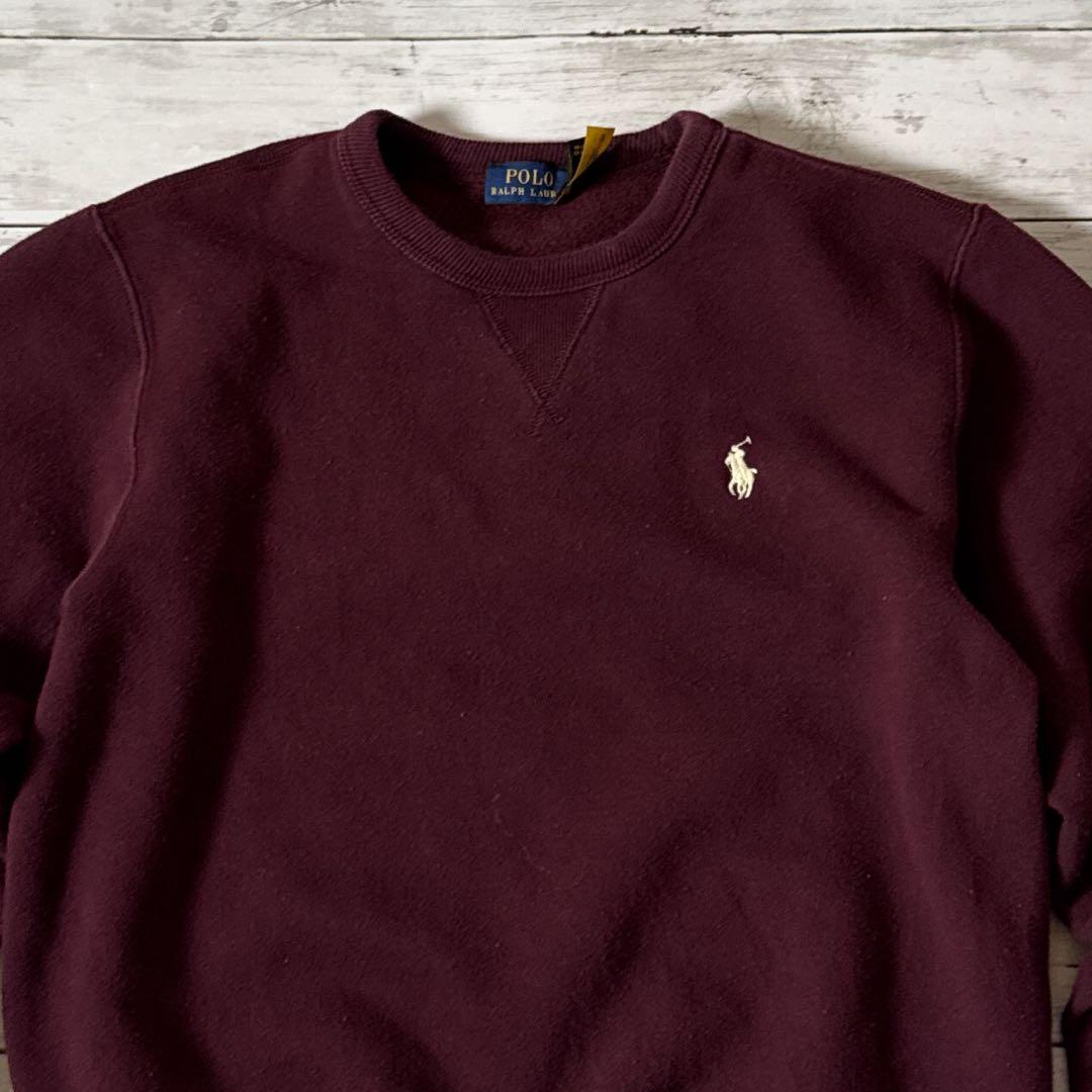 こ*わ様 ポロラルフローレン スウェット M ボルドー ワンポイント 刺繍 前V