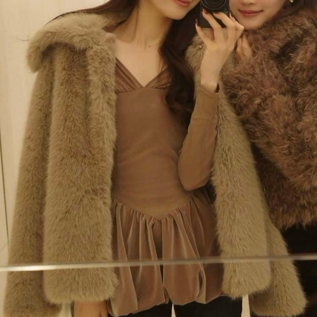 poláura ベロアビスチェバルーントップス 限定色モカ