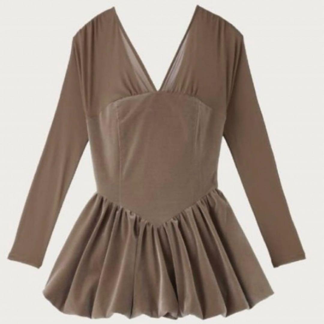 poláura ベロアビスチェバルーントップス 限定色モカ