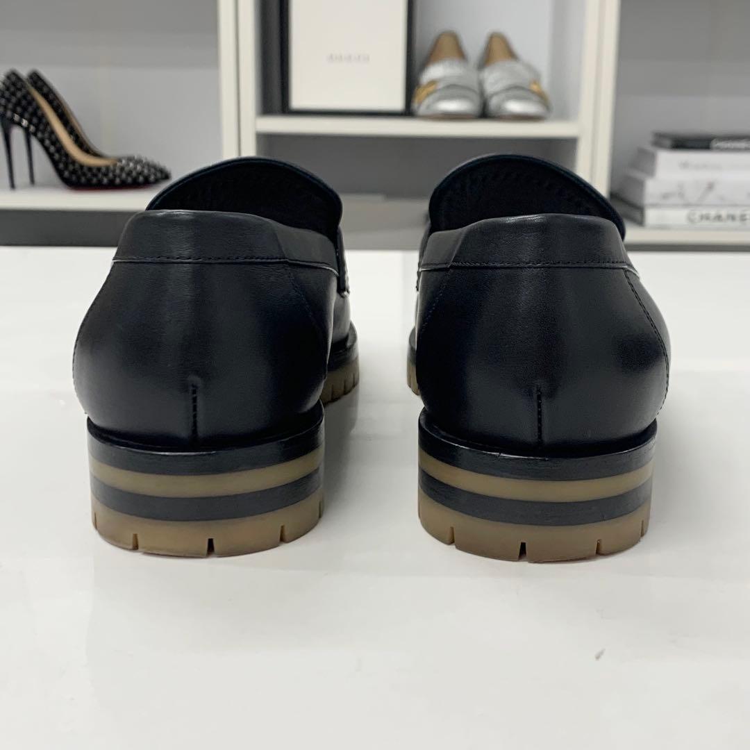 エルメス フォーブル H金具 レザー ローファー ブラック