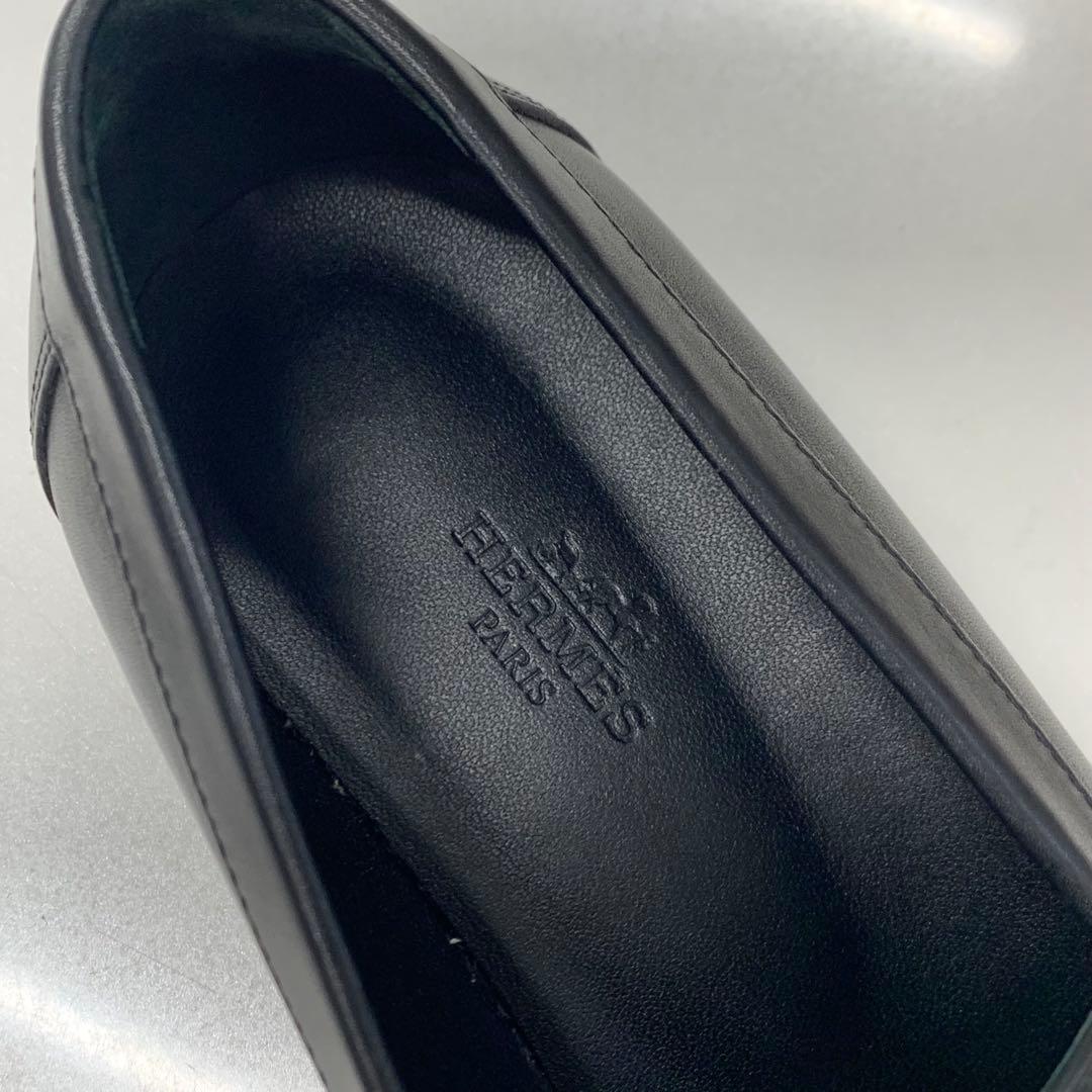 エルメス フォーブル H金具 レザー ローファー ブラック