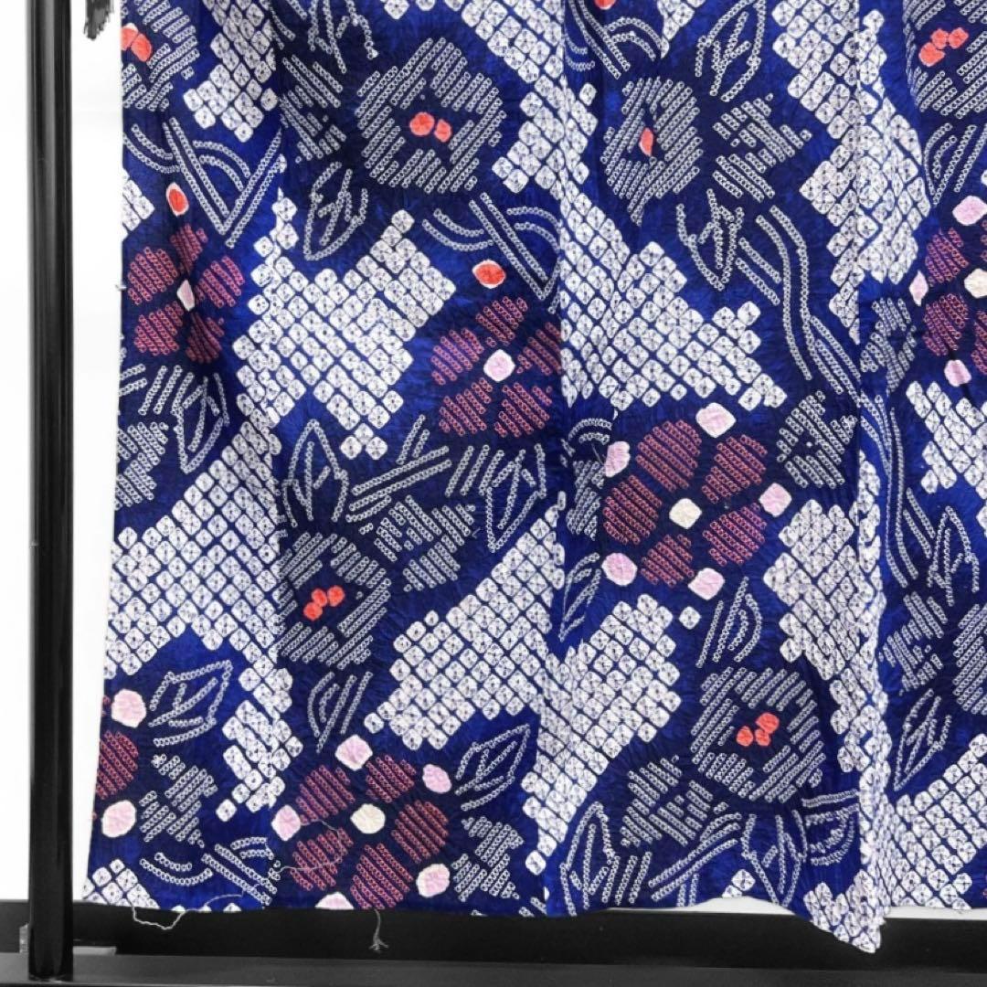 浴衣　有松鳴海絞り　朝顔　花模様　蔦　鹿の子　着物　064w d