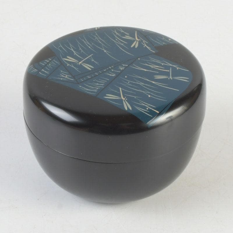 茶道具　加賀蒔絵師　岩倉利慶作　即中斎好写　誰袖蒔絵　平棗　共箱　V　9681