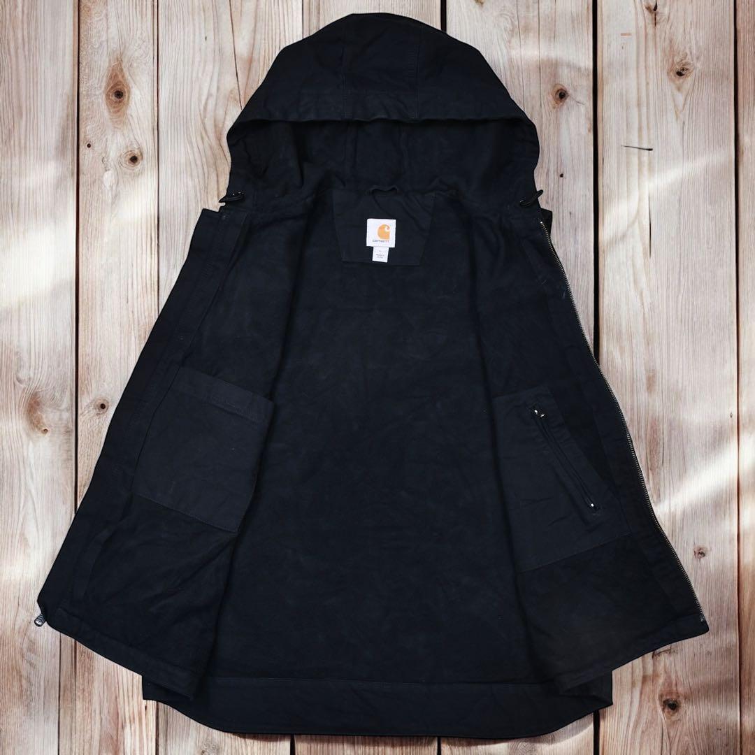 12M534◯ Carhartt ブラック フーディー ダックベスト ジャケット