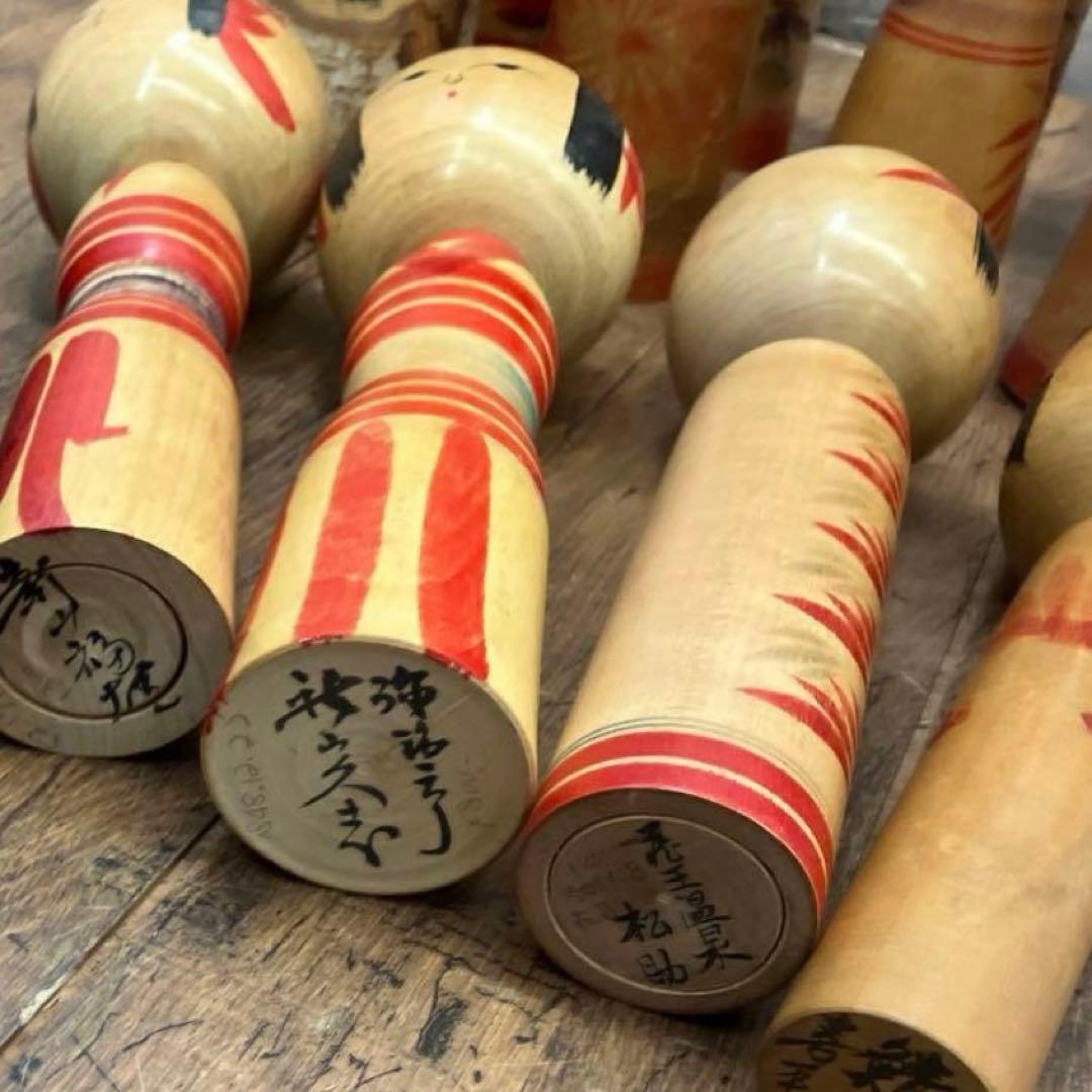 ②昭和レトロ 東北 伝統工芸 郷土玩具 創作 こけし 小芥子 16体 まとめ売り