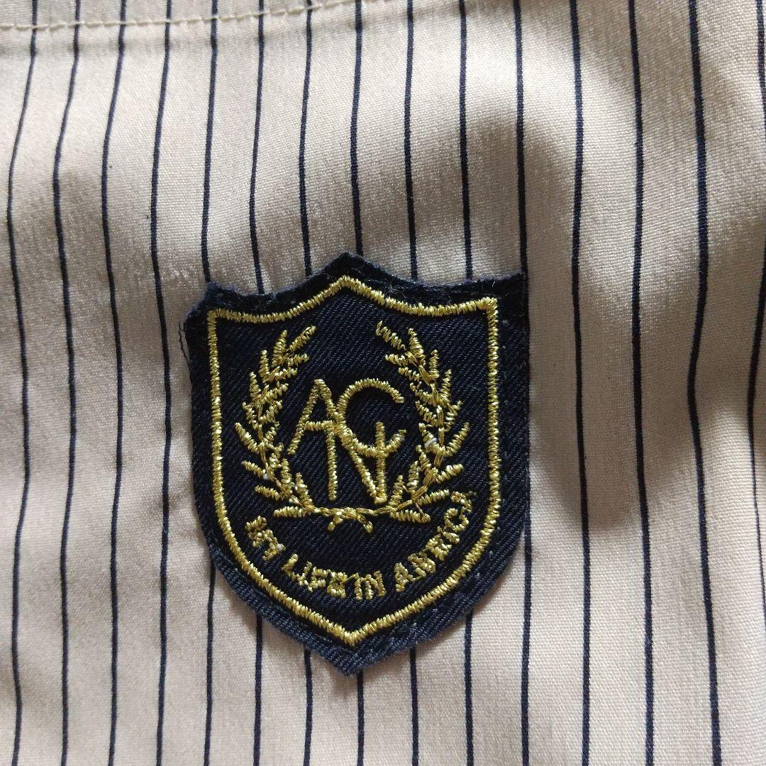 ANIECA タグ付き未使用ストライプエンブレムシャツベージュ オーバーサイズ