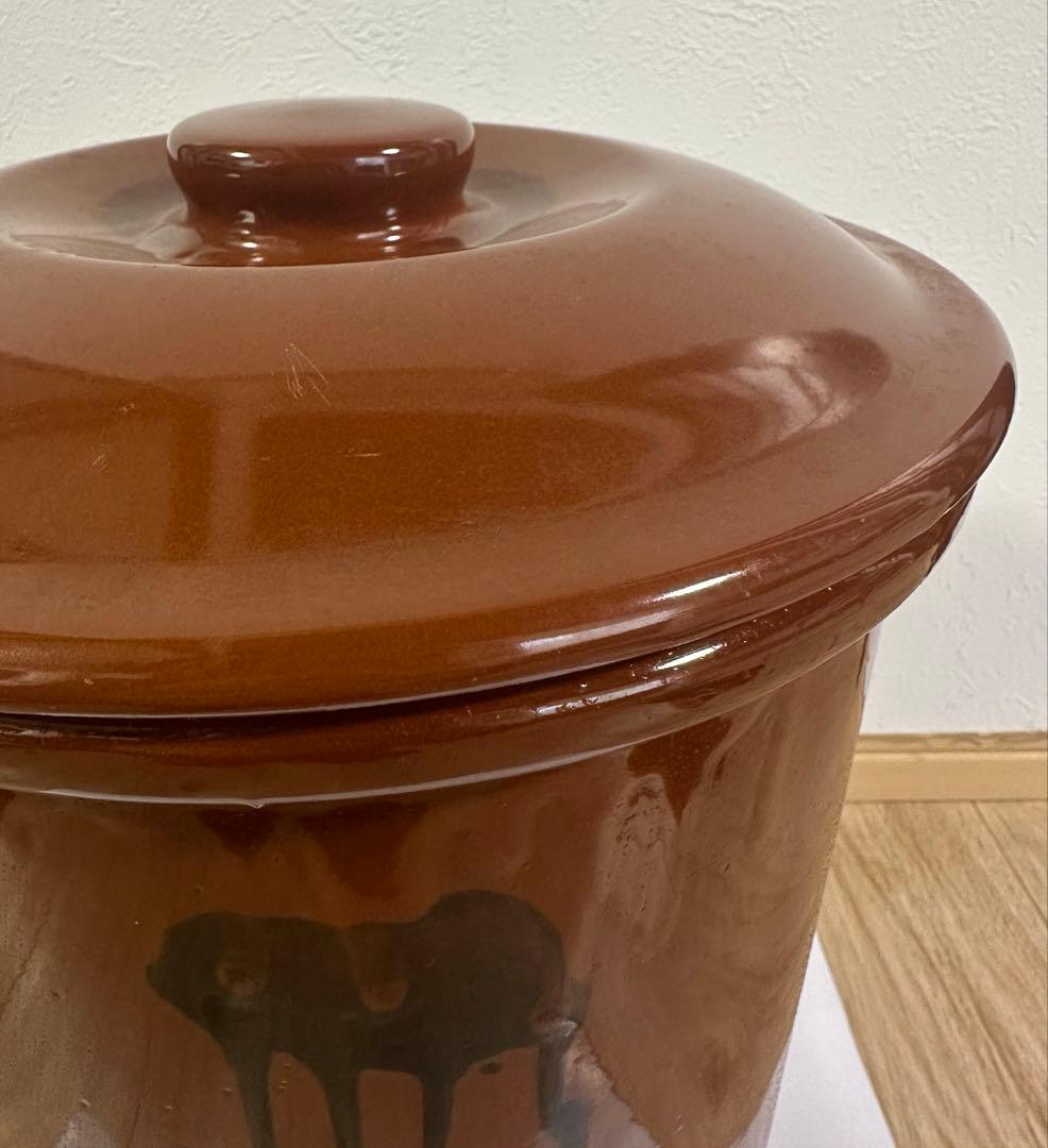 常滑焼/味噌蓋付かめ8号？日本製/梅干/味噌/漬物 漬物容器　大