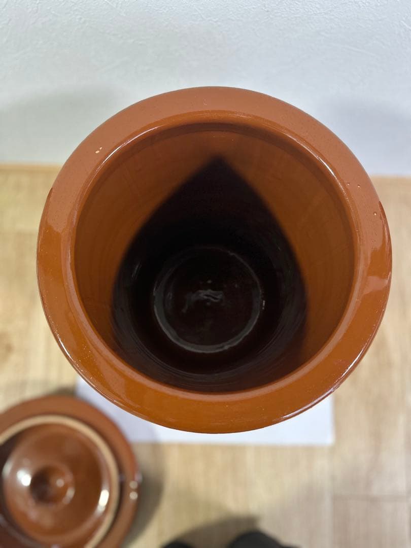 常滑焼/味噌蓋付かめ8号？日本製/梅干/味噌/漬物 漬物容器　大