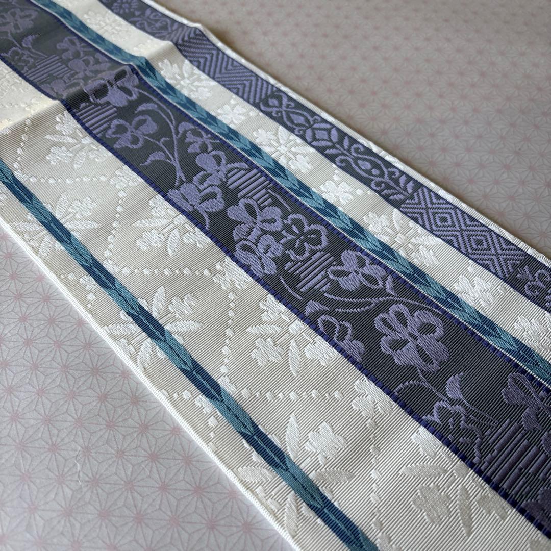 OB85本場筑前博多織小袋帯　半幅帯　椿 本袋　正絹　新品