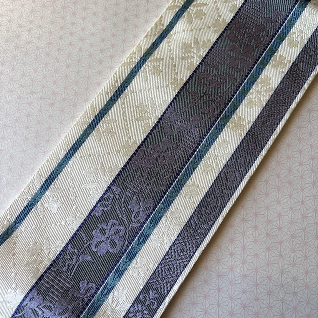 OB85本場筑前博多織小袋帯　半幅帯　椿 本袋　正絹　新品