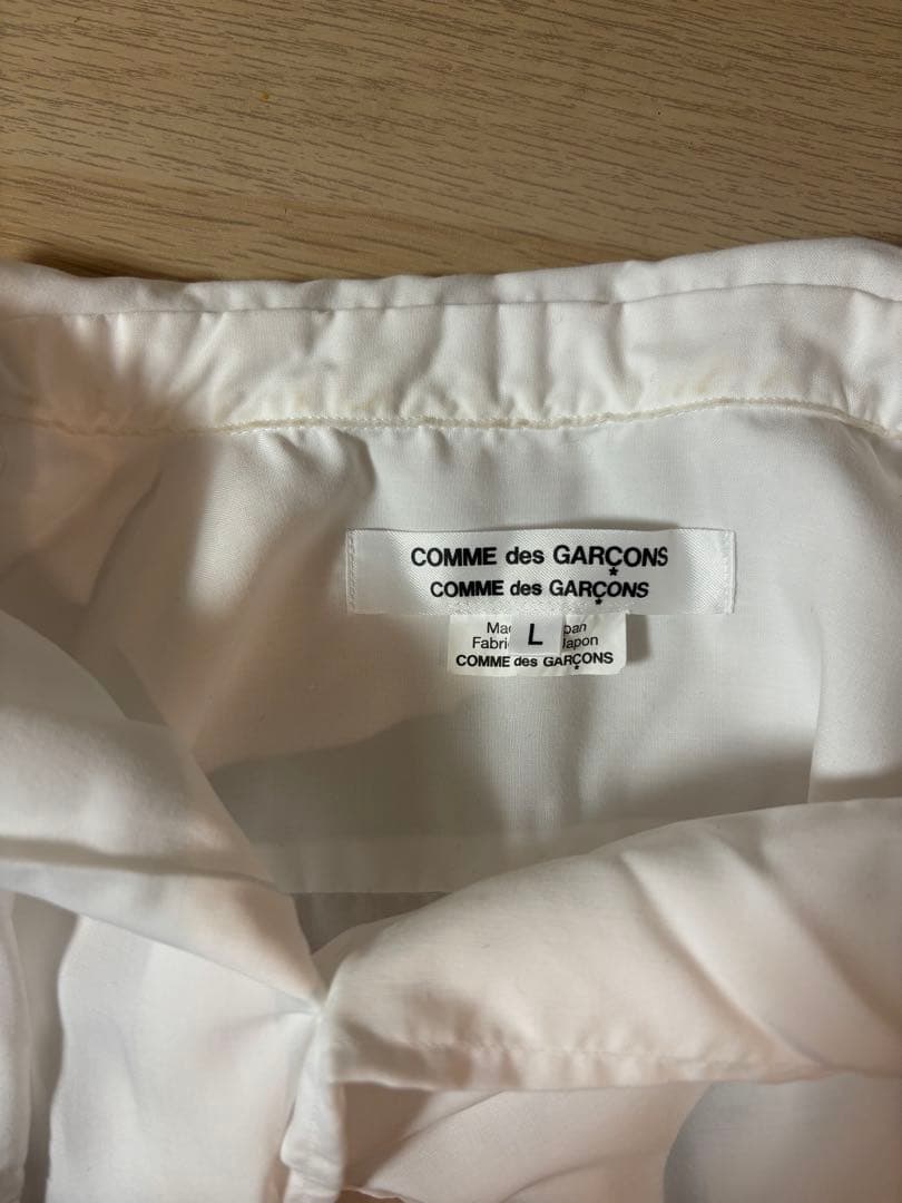 COMME des GARÇONS ホワイトシャツ L丸襟 ポリエステル