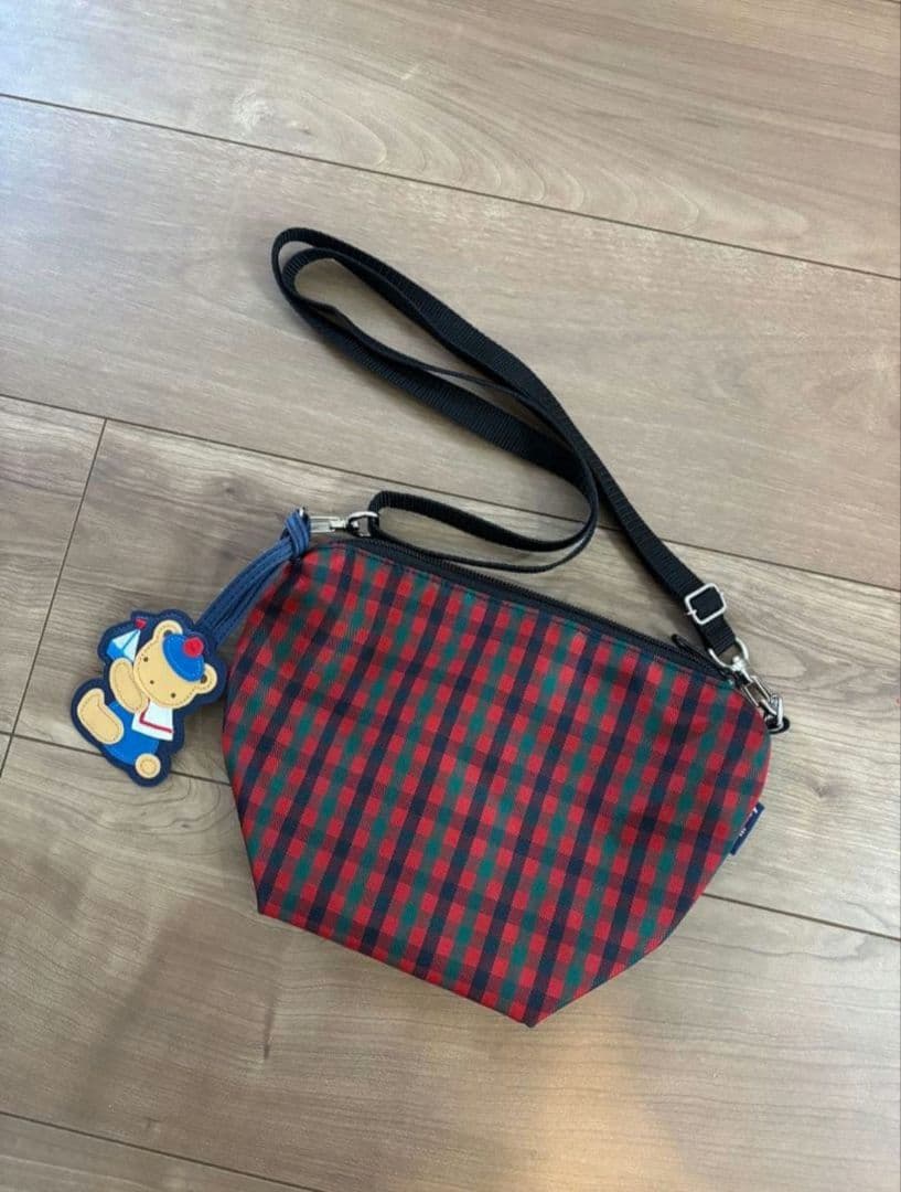 【新品未使用】 familiar ポシェット 赤緑チェック ショルダー