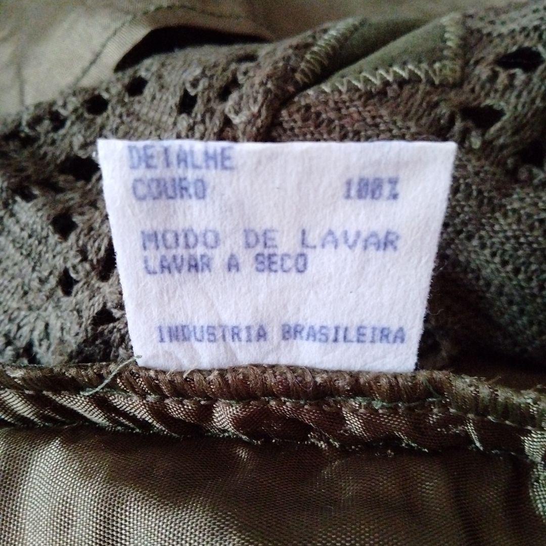 【新品】革とニット地のベアバック トップス 深緑 Sサイズ（胸部分に裏地あり）