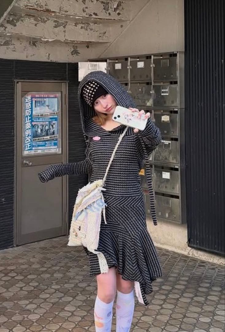 nodress knit hoodie dress ノードレス itimi