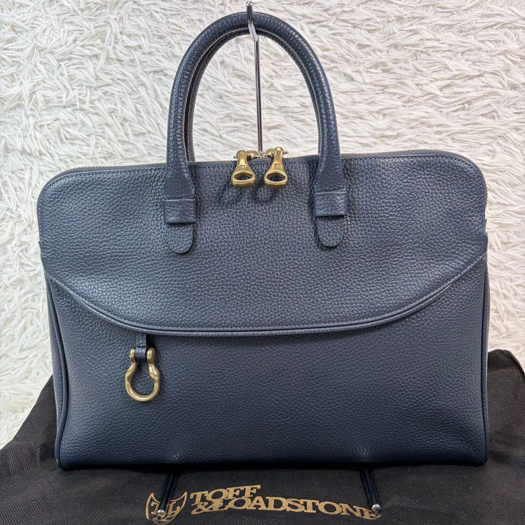 未使用級✨トフアンドロードストーン スモールブリーフ ゴールド金具 ネイビー