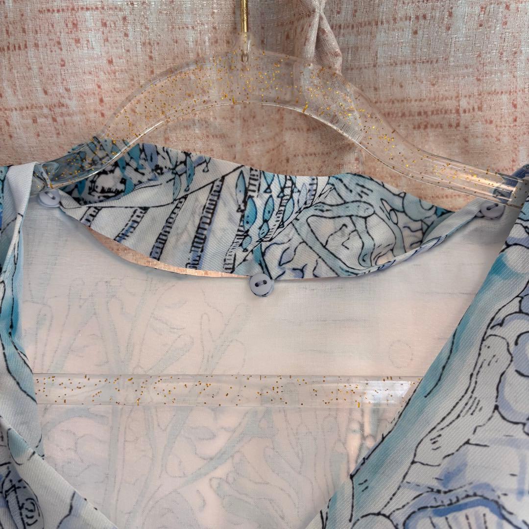 く*る様 PINKY&DIANNE ノーティカルプリントブラウス ブルー