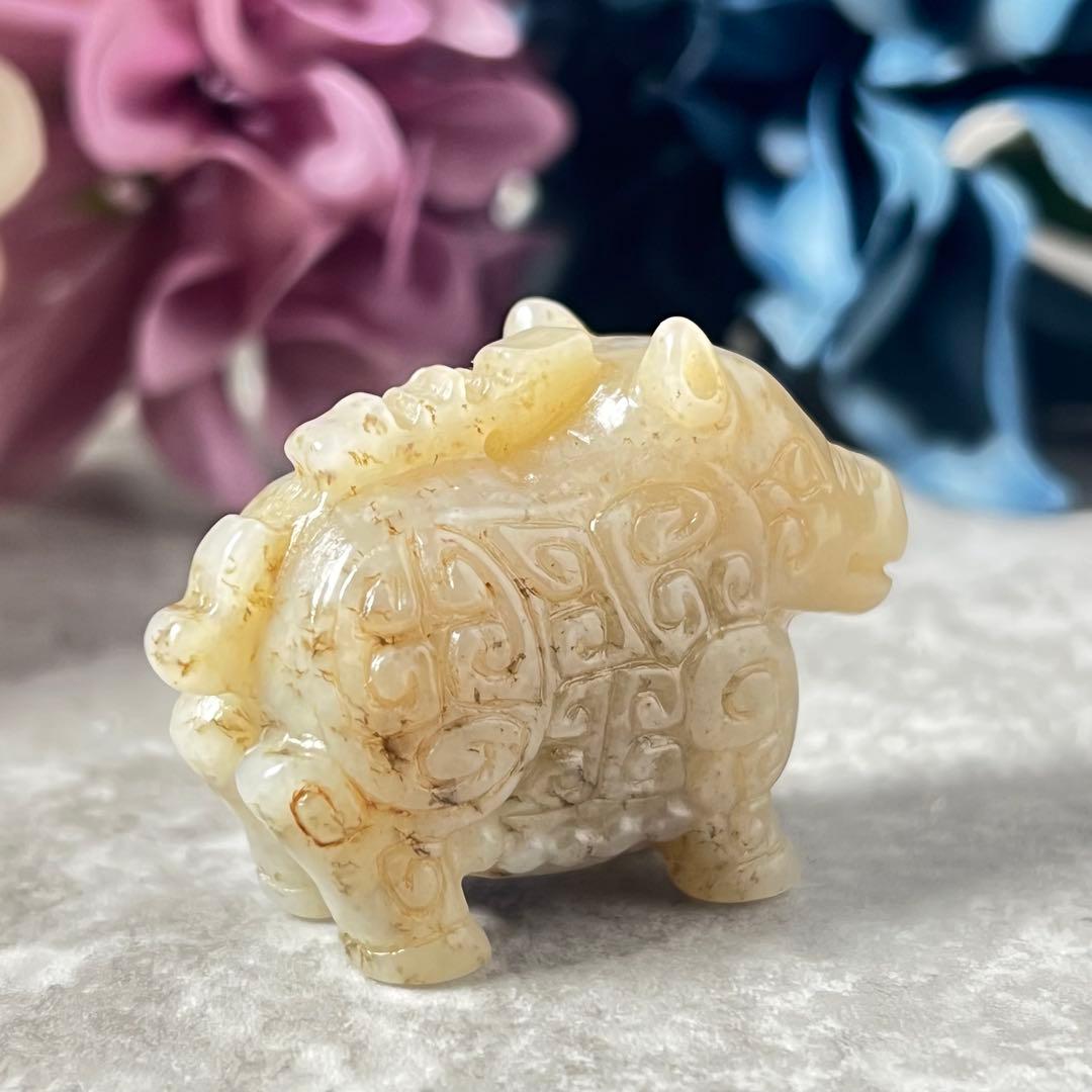 白玉饕餮文根付　提物 吊坠上衣　塑像　老玉　古玉