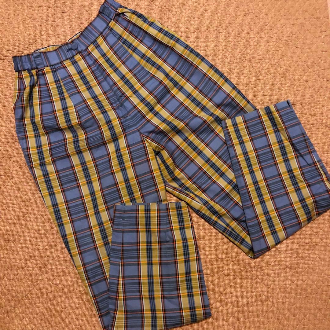 希少 クロエゴルフ Chloe GOLF チェックパンツ 綿100% 9号 美品