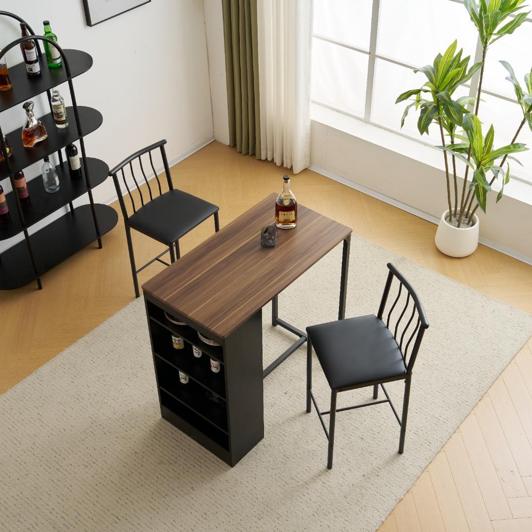 新品！カウンターテーブル 収納機能付き 省スペース パソコンデスク BLACK