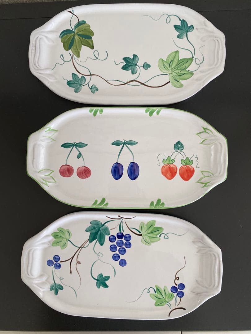 廃盤1990年代　ヘレンド ヴィレッジポッタリー トレイ3枚セット　ハンガリー製