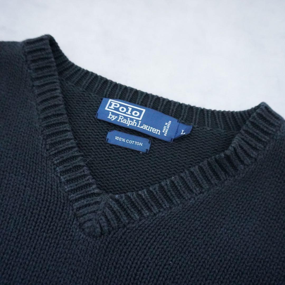 【90s〜】poloralphlauren ラルフローレンVネックコットンニット
