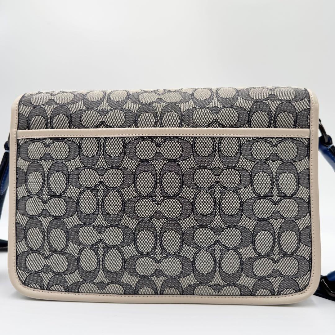 未使用級✨ コーチ リーグ メッセンジャーバッグ シグネチャー ジャガード 白