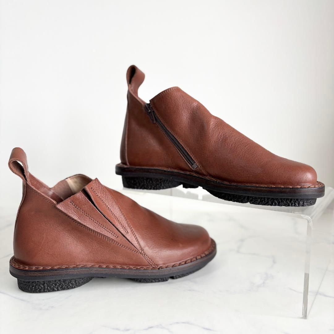 極美品 トリッペン キンキー ショートブーツ サイドゴア レザー ブラウン