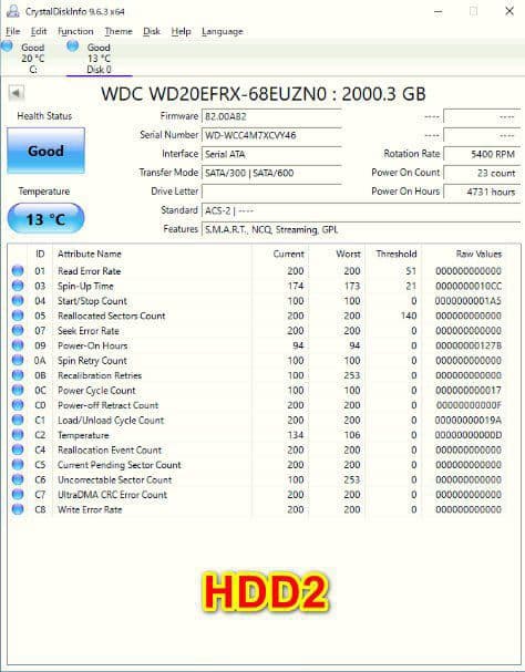 WD Red 2TB WD20EFRX NAS用ハードドライブ　２個セット