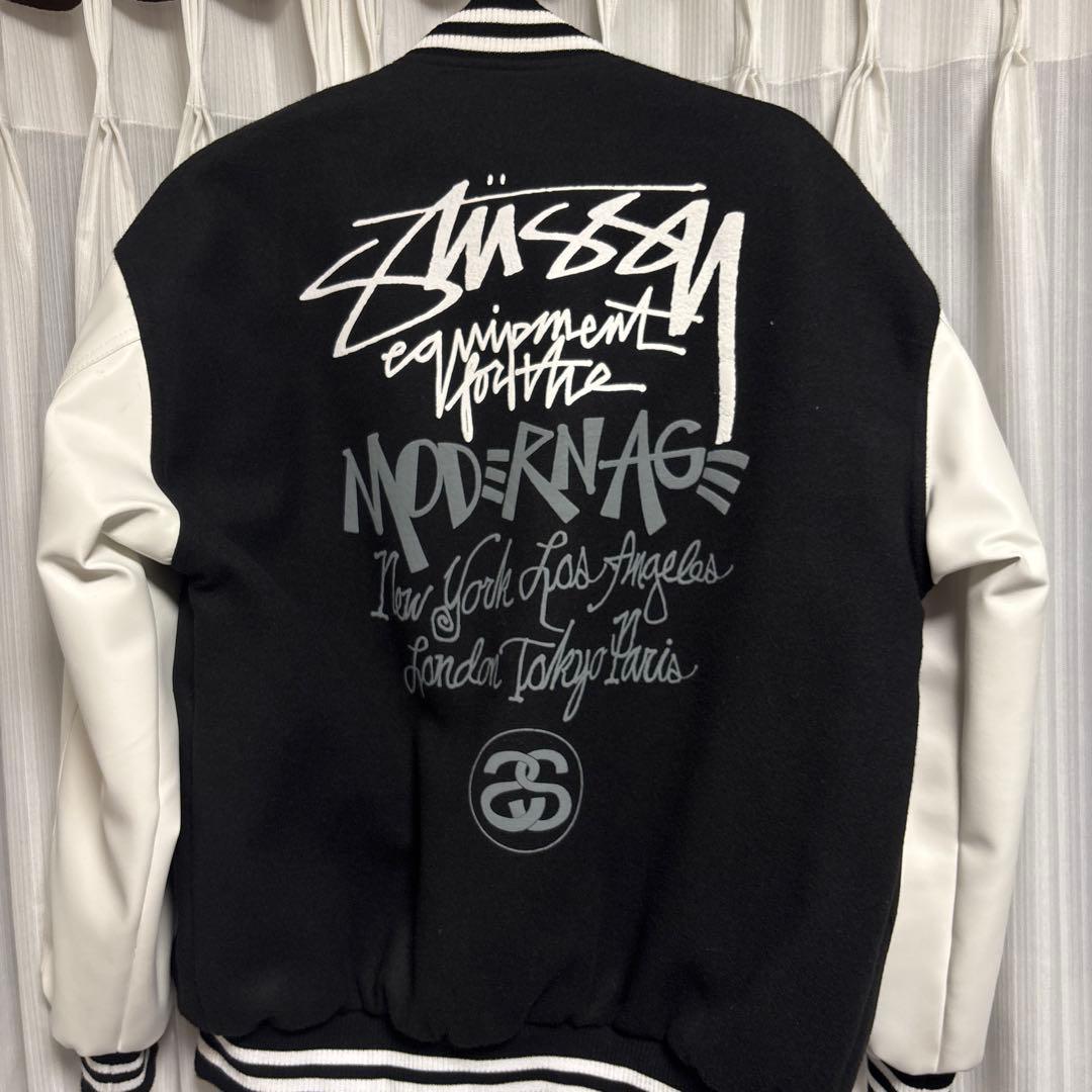 Stussy スタジャン 黒/白