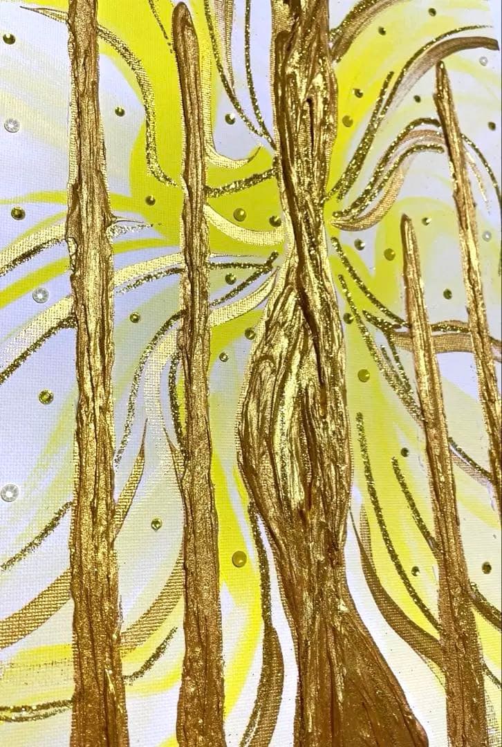 開運絵画　龍柱　白龍様の目　光の柱　天と地のエネルギー　龍神様　白龍　金箔