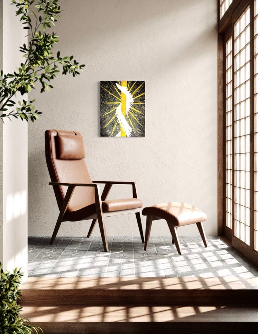 開運絵画　龍柱　白龍様の目　光の柱　天と地のエネルギー　龍神様　白龍　金箔