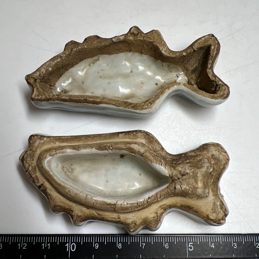 中国明時代　古染付魚文香合　木箱付　幅約9㎝　東Y8-0203①タルサ