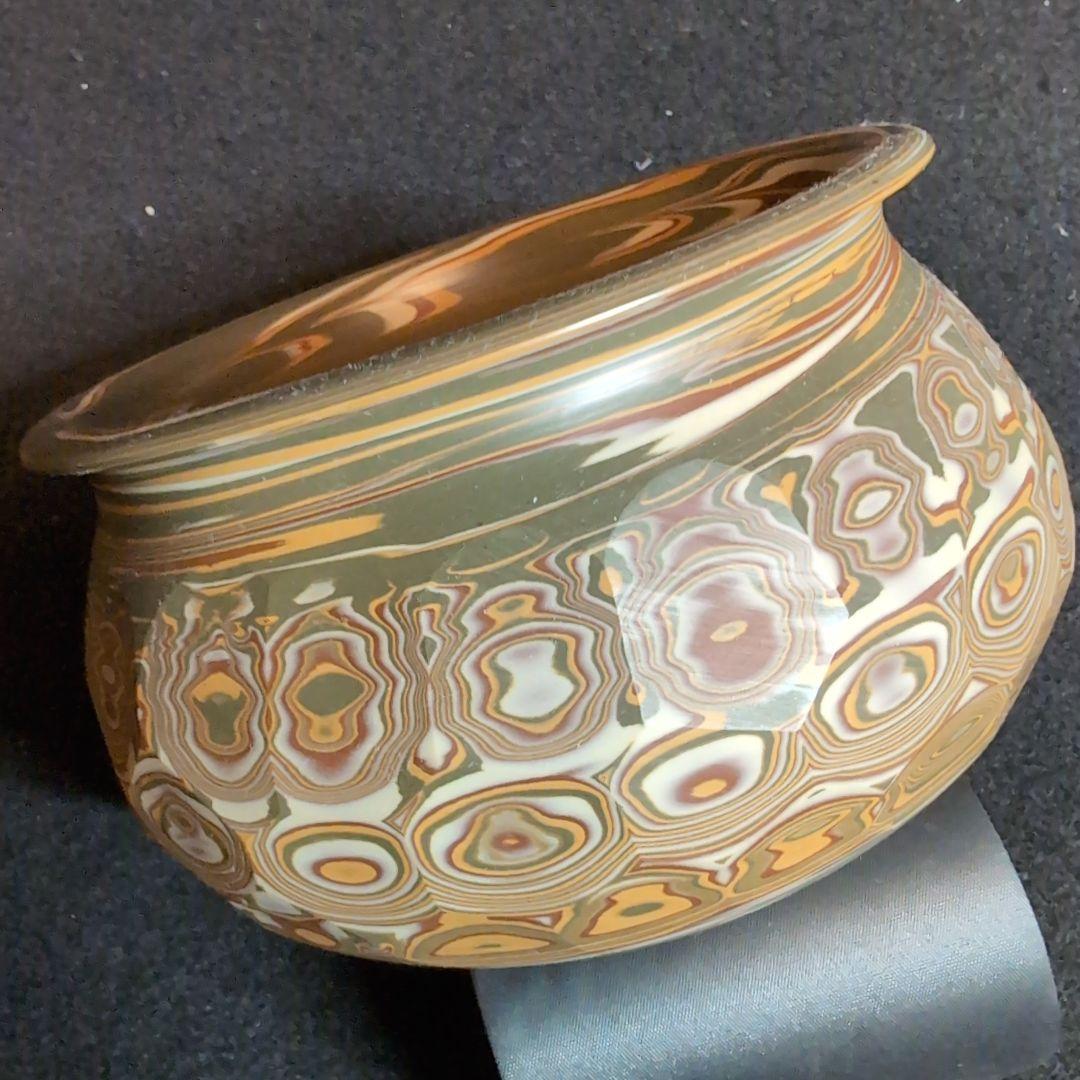 【茶道】建水　練込　常滑焼　銘品　練文様　多色模様の陶器製茶道具