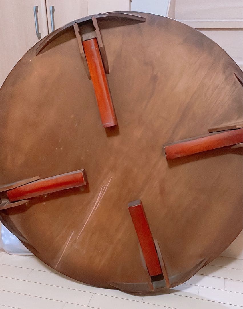 3gen　円形木製座卓 ちゃぶ台　ダークブラウン 103cm