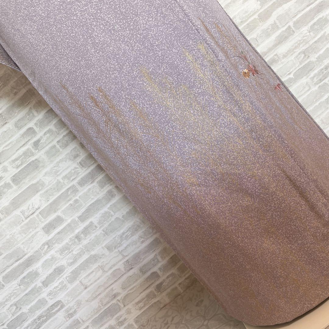 訪問着　フルセット　菊　梅　笹　松　手刺繍　金彩加工　着物　L1