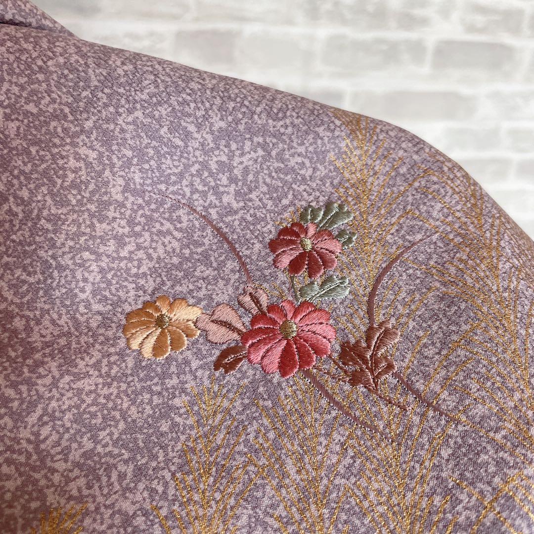 訪問着　フルセット　菊　梅　笹　松　手刺繍　金彩加工　着物　L1