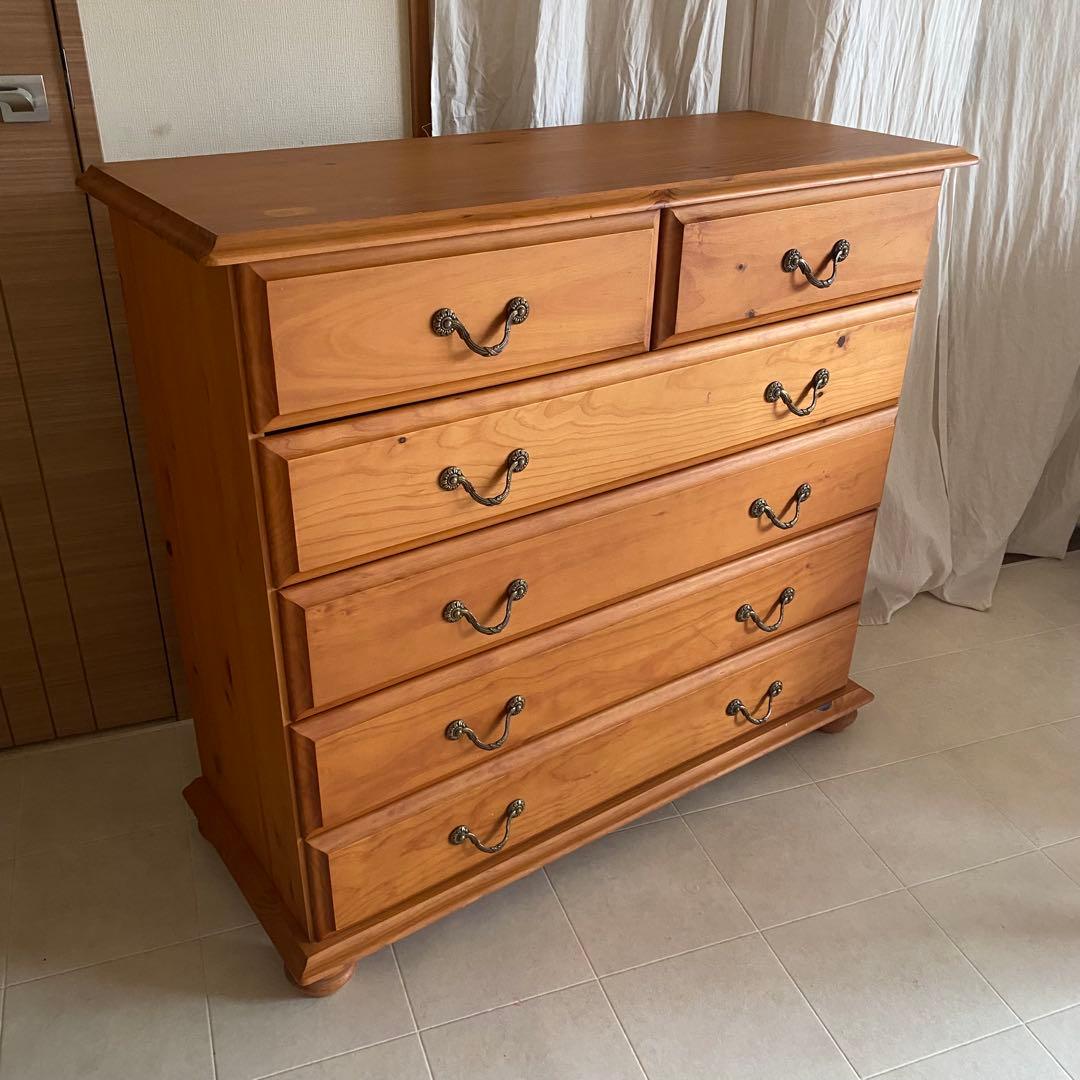 アンティーク　チェスト　カントリー　北欧　丸脚　フレンチカントリー　家具　棚