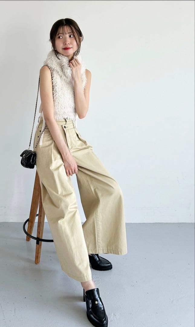 スナイデル　snidel レイヤードデザインパンツ　2025 新作 ベージュ